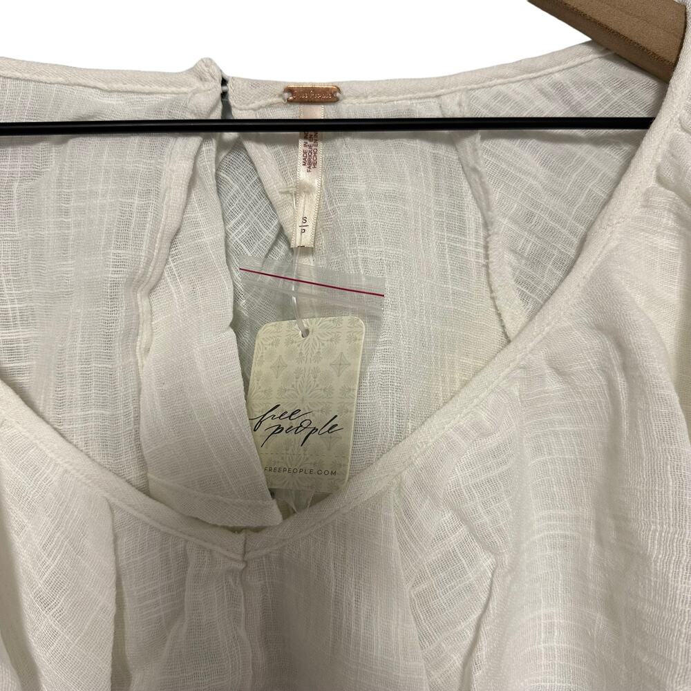Free People White Open-Back Ruffled Blouse - Picture 7 of 11